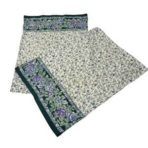 Vintage Purple Green Floral Flannel Standard Pillowcases Set 20x27" Cottage Core